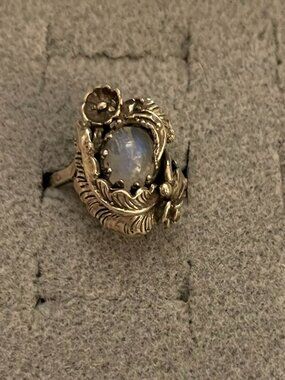 Vintage Sterling Silver Ring 4.75 Handmade Moonstone OOAK Bob Stringer Y2K $250